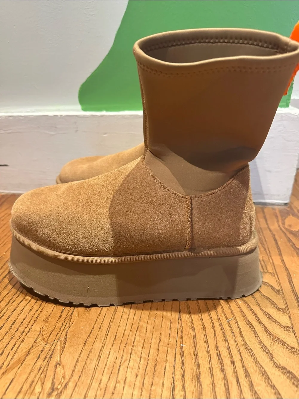 UGG Platform Suede Ankle Boots in Tan